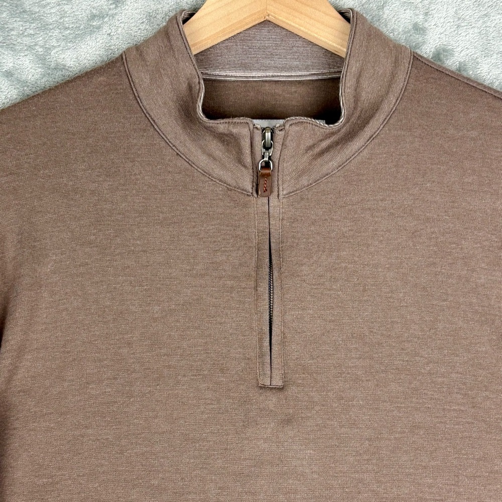 Mizzen Main 1/4 Zip Pullover Mens XL Brown Trim Fit Mock Neck Sweater - Picture 8 of 14